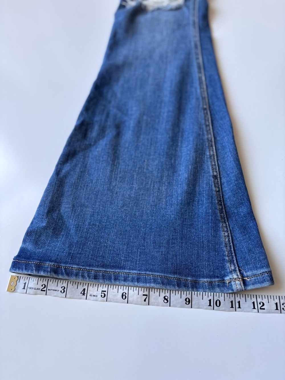 Flying Monkey High Rise Distressed Blue Flare Jeans - Picture 14 of 14